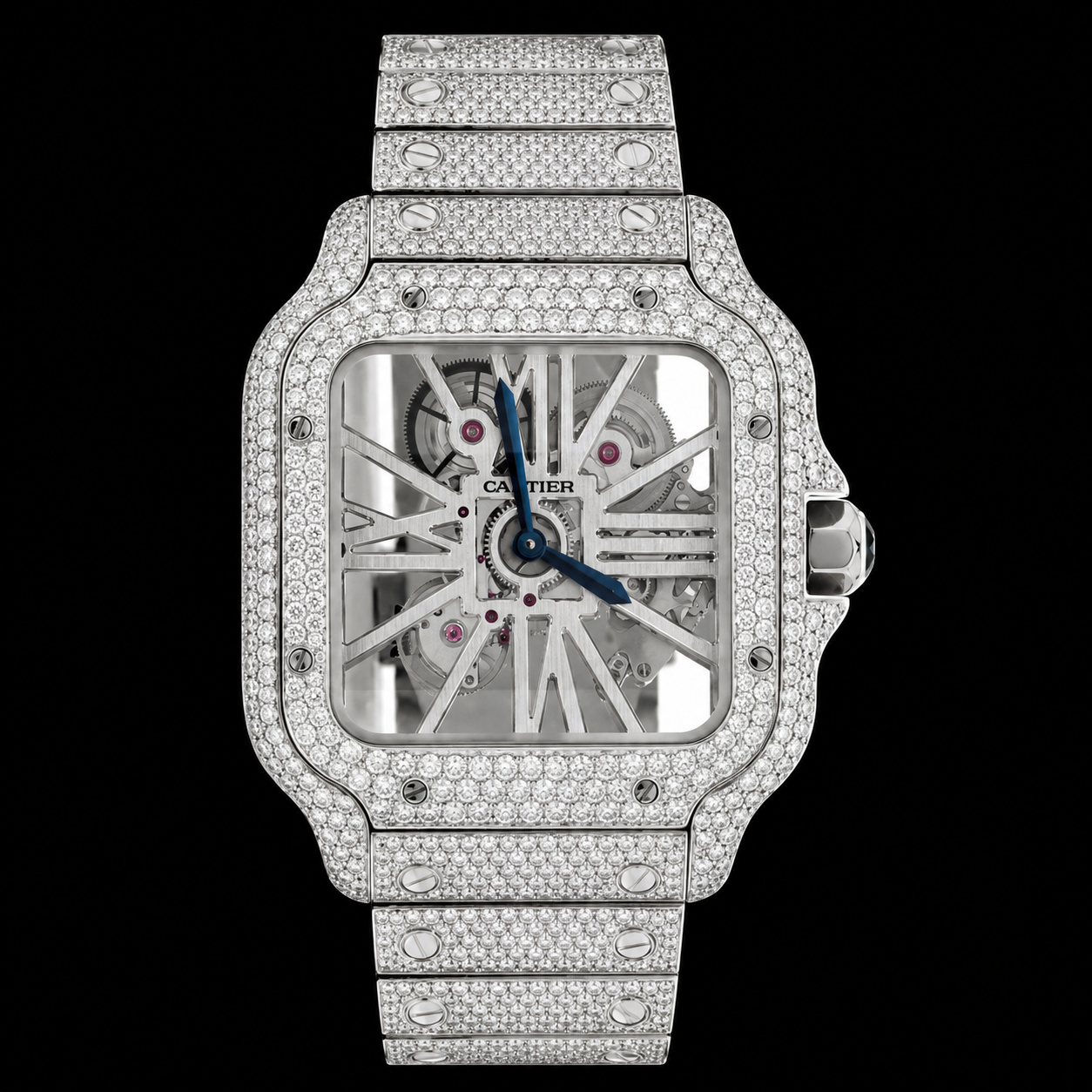 Moissanite skeleton Cartier Watch